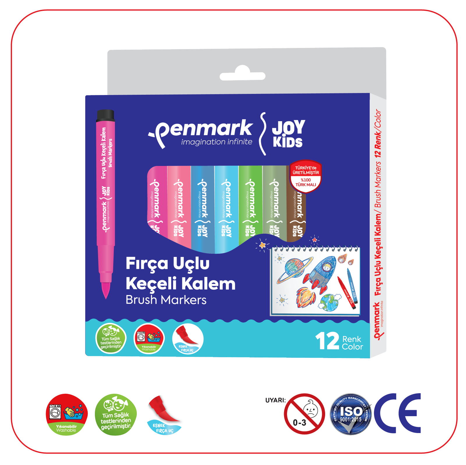 Fırça Uçlu Keçeli Kalem 12li