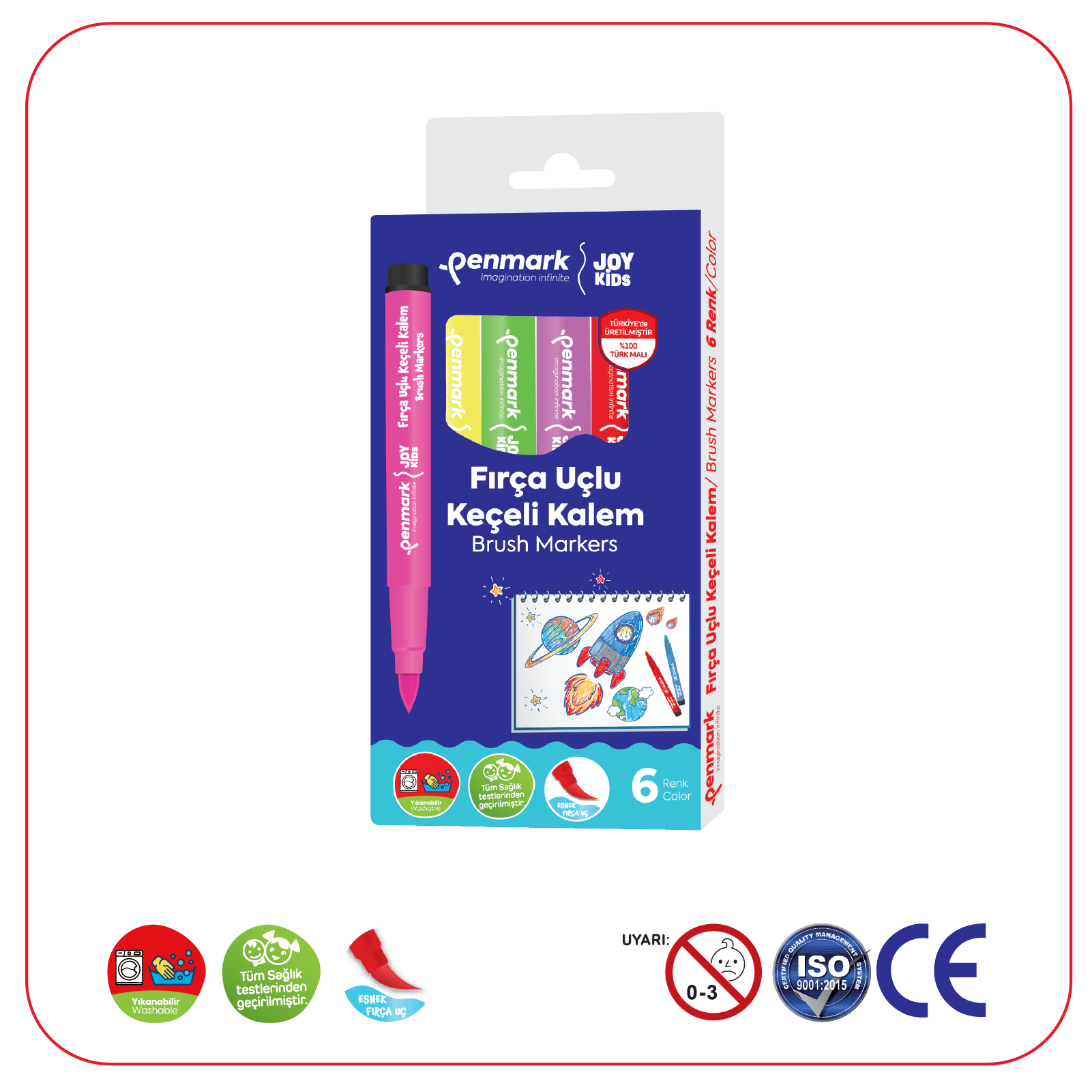 Fırça Uçlu Keçeli Kalem 6lı