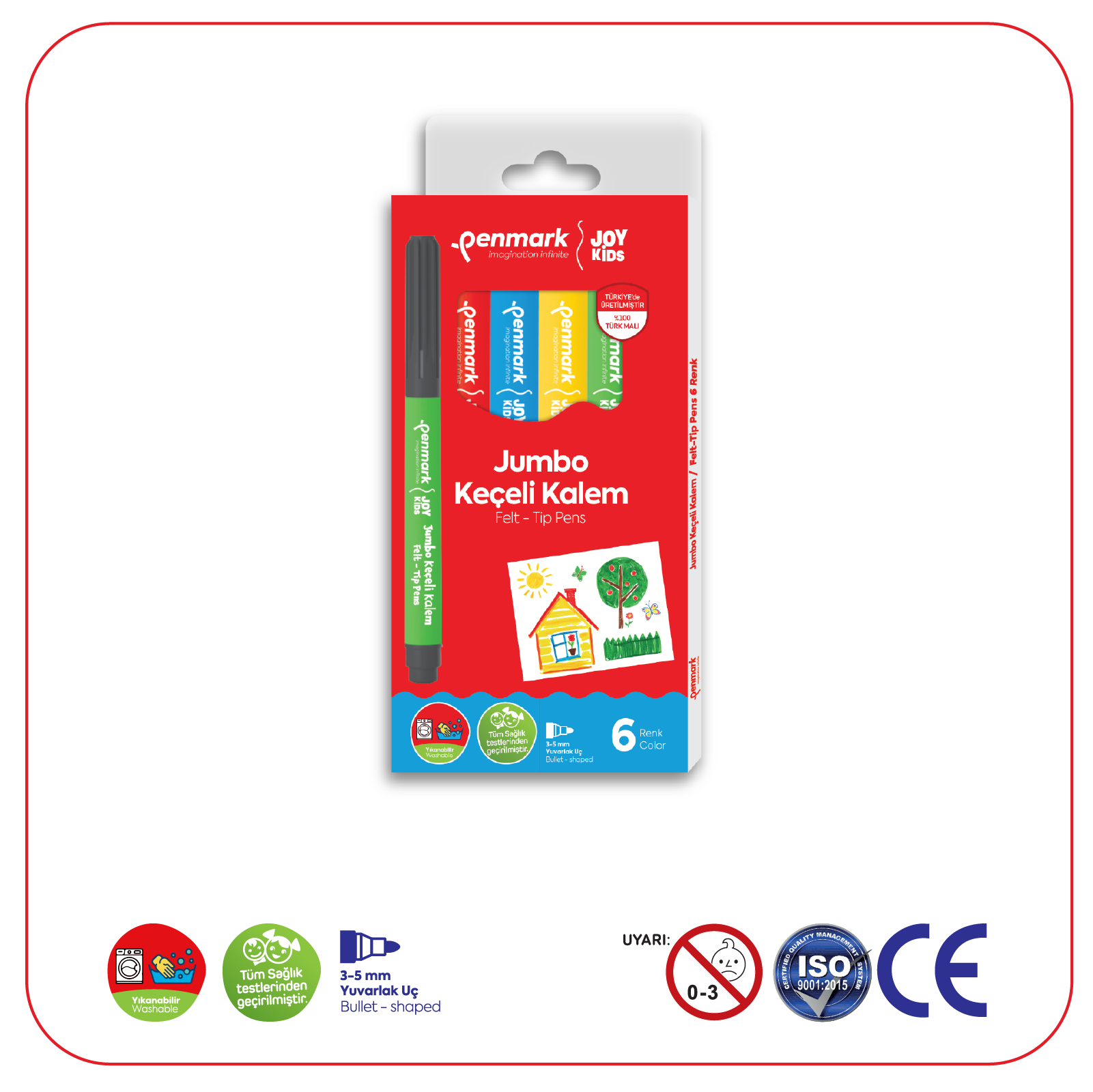 6lı Jumbo Keçeli Kalem
