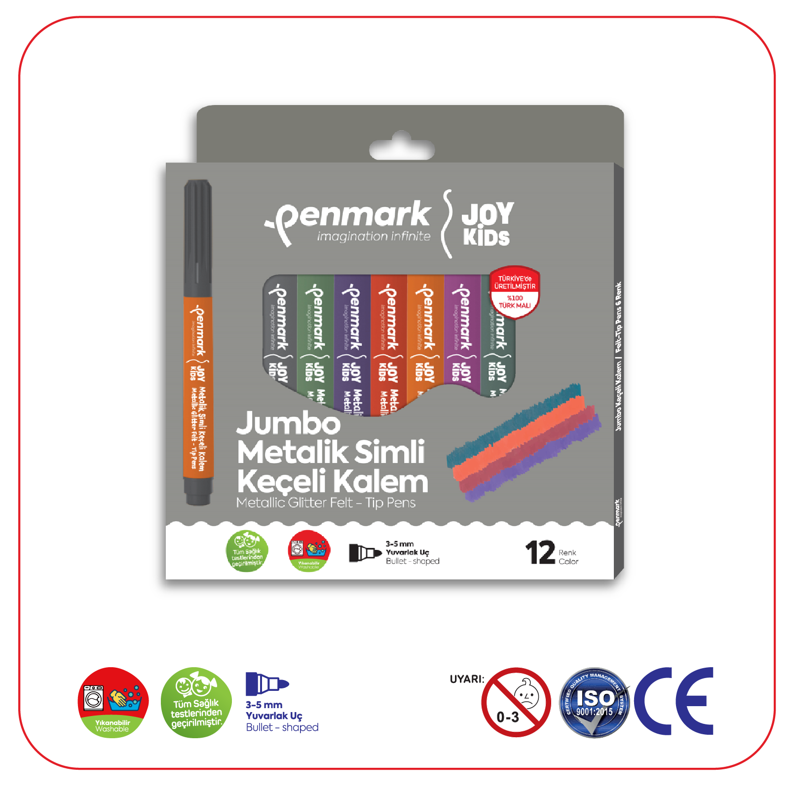 12li Jumbo Keçeli Kalem Metalik