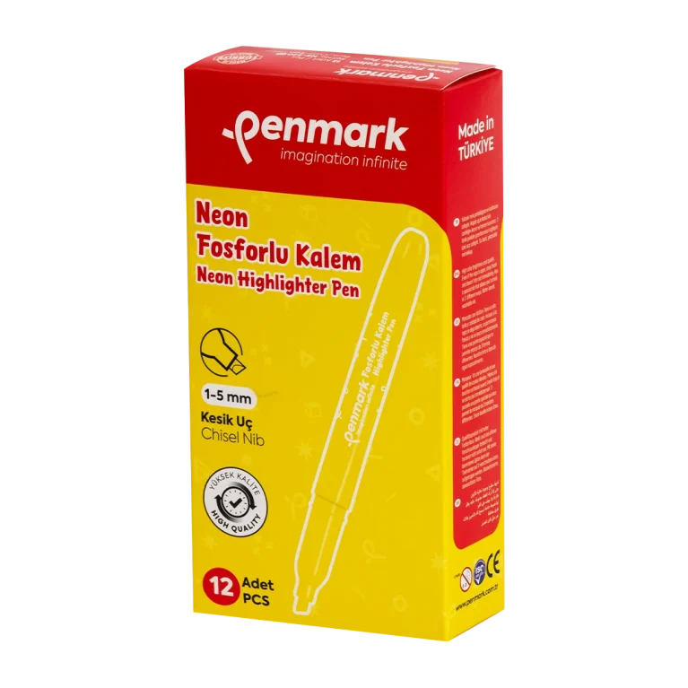 Neon Kalem Tipi Fosforlu Kalem HS-520-12'li Kutu-Penmark
