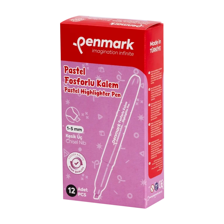 Pastel Kalem Tipi Fosforlu Kalem HS-520-12'li Kutu-Penmark